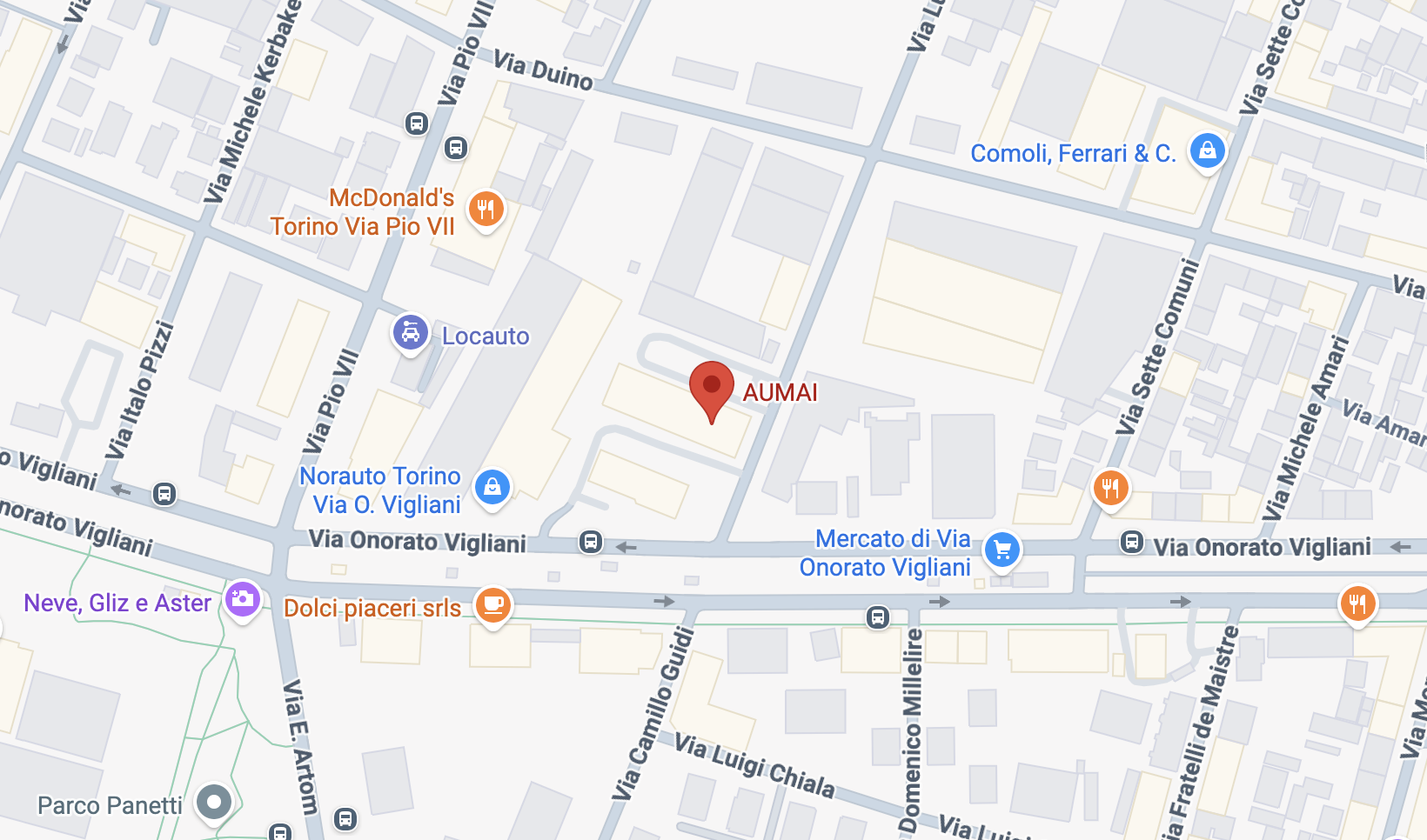 Posizione del negozio Aumai a Torino su Google Maps